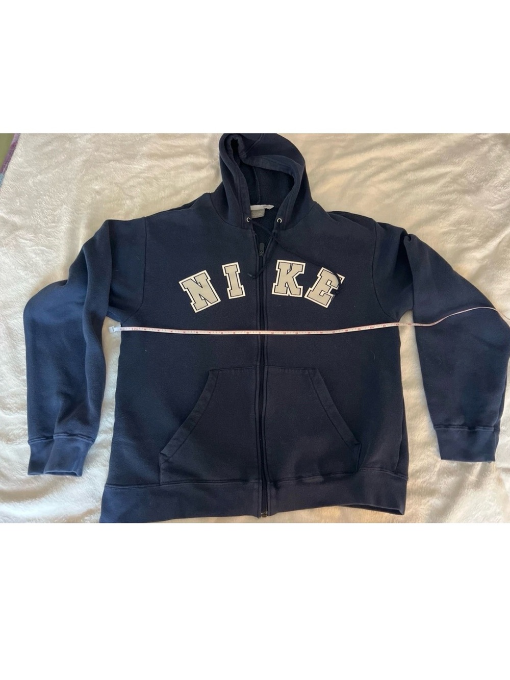 Nike Large Navy Zip Hoodie with Arch Logo